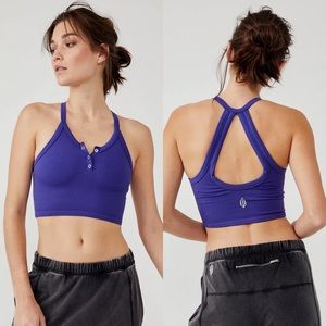 NEW! Free People Movement Free Throw Henley Crop Top in Outerspace Size XS